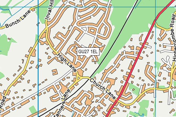 High Lane Recreation Ground map (GU27 1EL) - OS VectorMap District (Ordnance Survey)