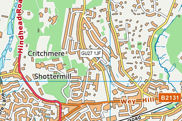 GU27 1JF map - OS VectorMap District (Ordnance Survey)