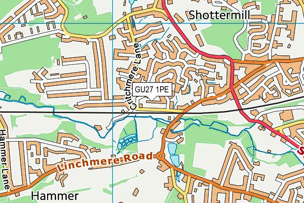 GU27 1PE map - OS VectorMap District (Ordnance Survey)