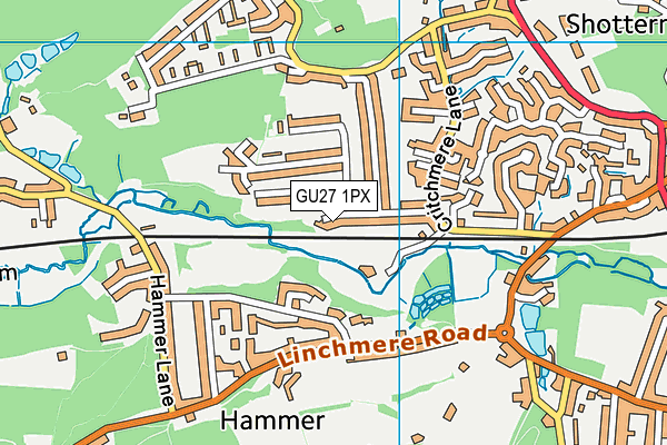 GU27 1PX map - OS VectorMap District (Ordnance Survey)