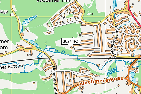 GU27 1PZ map - OS VectorMap District (Ordnance Survey)