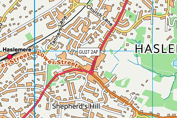 GU27 2AF map - OS VectorMap District (Ordnance Survey)