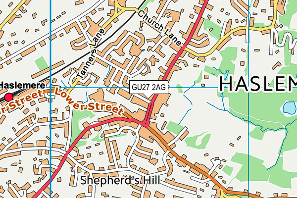 GU27 2AG map - OS VectorMap District (Ordnance Survey)