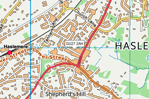 GU27 2AH map - OS VectorMap District (Ordnance Survey)