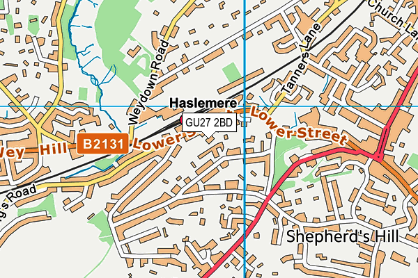 GU27 2BD map - OS VectorMap District (Ordnance Survey)