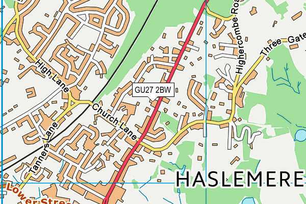 GU27 2BW map - OS VectorMap District (Ordnance Survey)