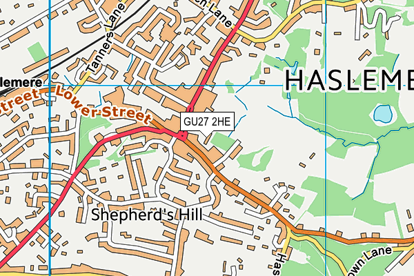 GU27 2HE map - OS VectorMap District (Ordnance Survey)