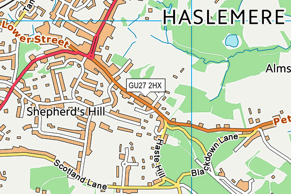 GU27 2HX map - OS VectorMap District (Ordnance Survey)