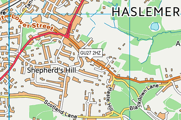 GU27 2HZ map - OS VectorMap District (Ordnance Survey)