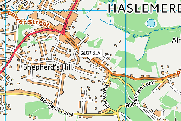 GU27 2JA map - OS VectorMap District (Ordnance Survey)