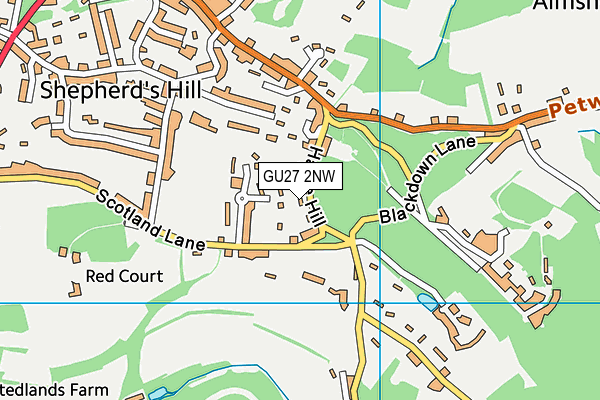 GU27 2NW map - OS VectorMap District (Ordnance Survey)