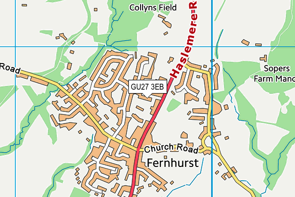 GU27 3EB map - OS VectorMap District (Ordnance Survey)