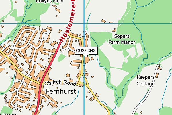 GU27 3HX map - OS VectorMap District (Ordnance Survey)
