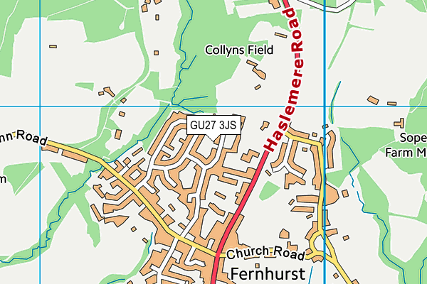 GU27 3JS map - OS VectorMap District (Ordnance Survey)