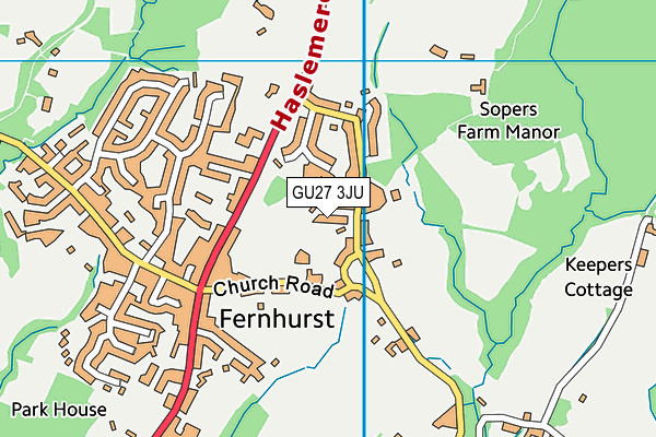 GU27 3JU map - OS VectorMap District (Ordnance Survey)