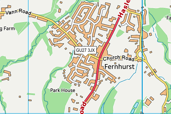 GU27 3JX map - OS VectorMap District (Ordnance Survey)