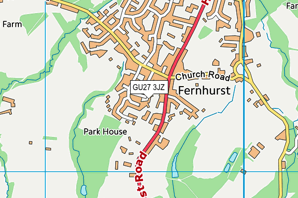 GU27 3JZ map - OS VectorMap District (Ordnance Survey)