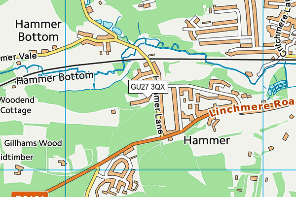 Hammer United Football Ground map (GU27 3QX) - OS VectorMap District (Ordnance Survey)