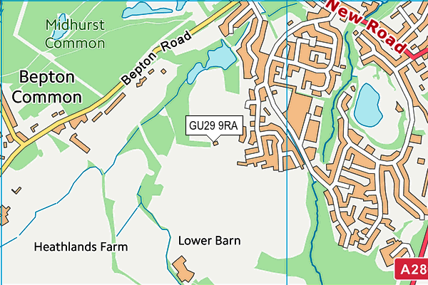 GU29 9RA map - OS VectorMap District (Ordnance Survey)