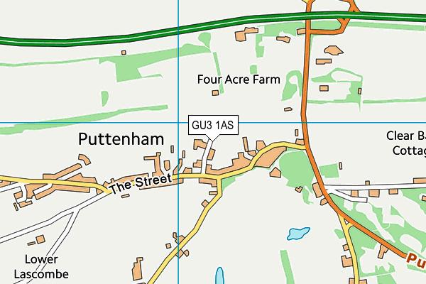 Puttenham Recreation Ground map (GU3 1AS) - OS VectorMap District (Ordnance Survey)