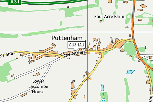 GU3 1AU map - OS VectorMap District (Ordnance Survey)