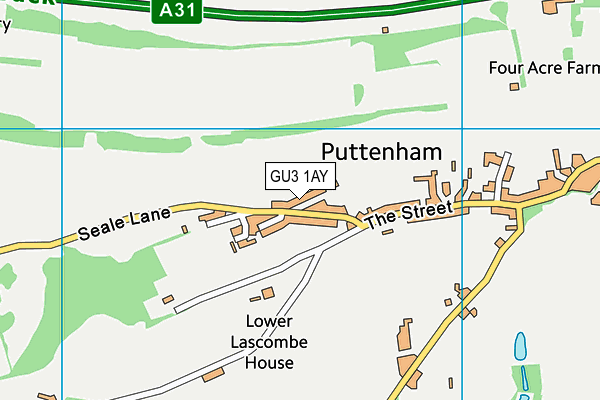 GU3 1AY map - OS VectorMap District (Ordnance Survey)