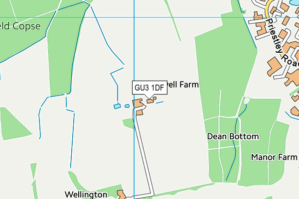 GU3 1DF map - OS VectorMap District (Ordnance Survey)