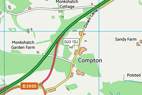 GU3 1DJ map - OS VectorMap District (Ordnance Survey)