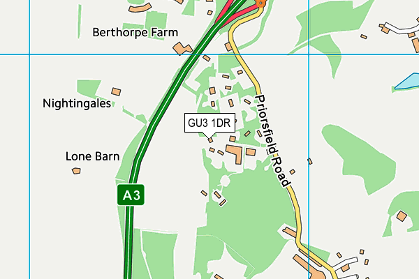 GU3 1DR map - OS VectorMap District (Ordnance Survey)
