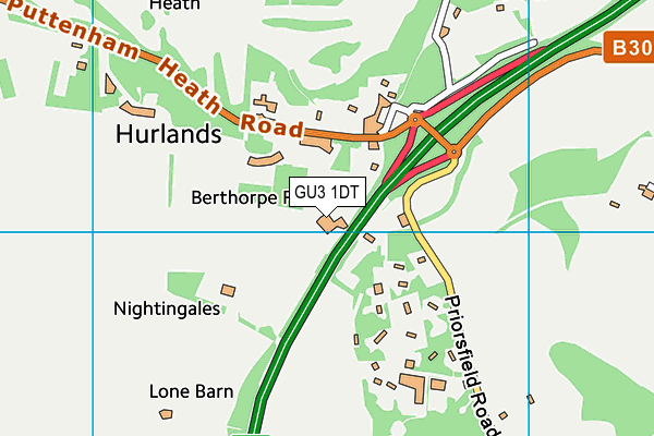 GU3 1DT map - OS VectorMap District (Ordnance Survey)