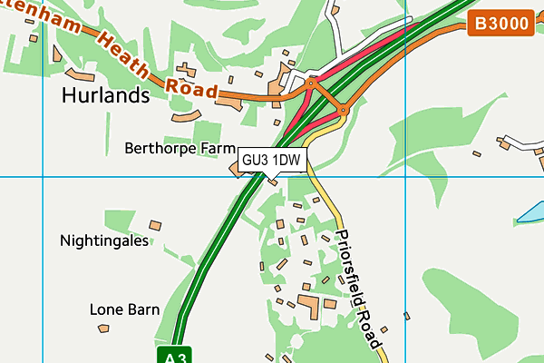GU3 1DW map - OS VectorMap District (Ordnance Survey)