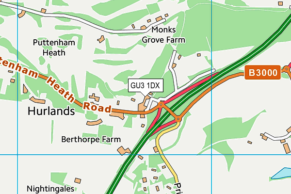 GU3 1DX map - OS VectorMap District (Ordnance Survey)