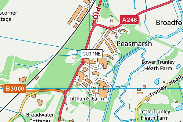 GU3 1NE map - OS VectorMap District (Ordnance Survey)