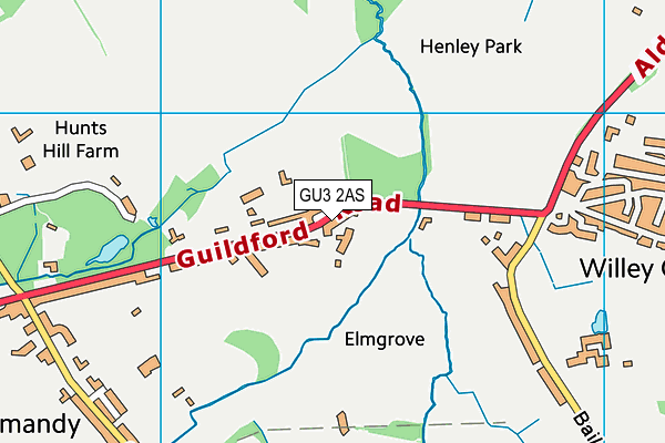 GU3 2AS map - OS VectorMap District (Ordnance Survey)