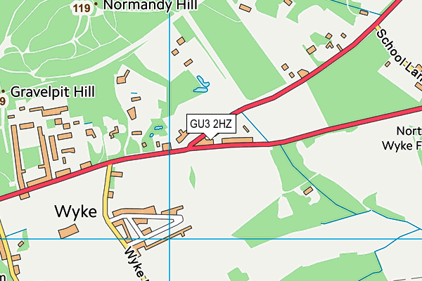 GU3 2HZ map - OS VectorMap District (Ordnance Survey)