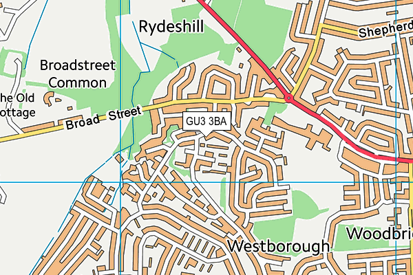 GU3 3BA map - OS VectorMap District (Ordnance Survey)