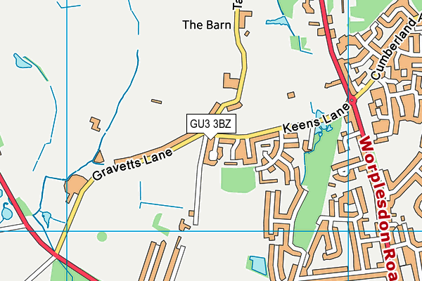 GU3 3BZ map - OS VectorMap District (Ordnance Survey)