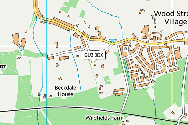 GU3 3DX map - OS VectorMap District (Ordnance Survey)