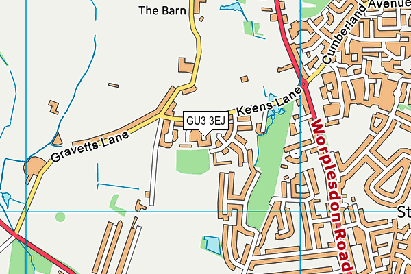 GU3 3EJ map - OS VectorMap District (Ordnance Survey)