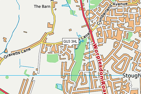 GU3 3HL map - OS VectorMap District (Ordnance Survey)