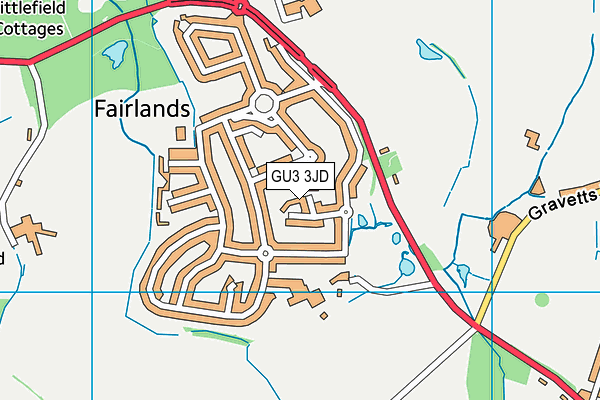 GU3 3JD map - OS VectorMap District (Ordnance Survey)