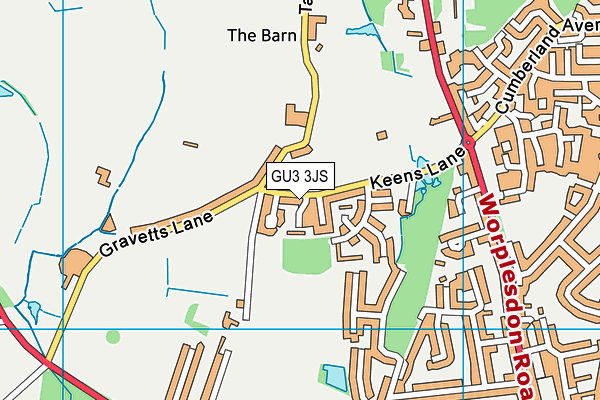 GU3 3JS map - OS VectorMap District (Ordnance Survey)