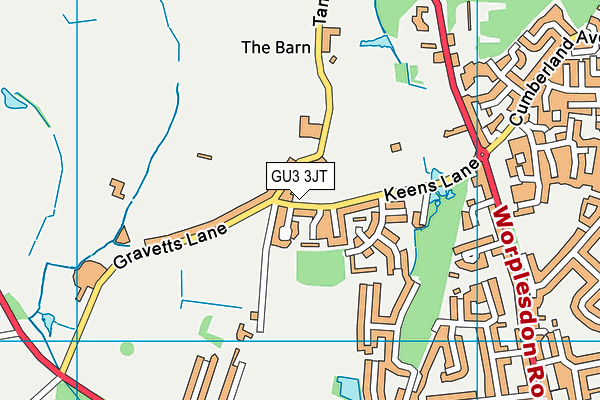 GU3 3JT map - OS VectorMap District (Ordnance Survey)