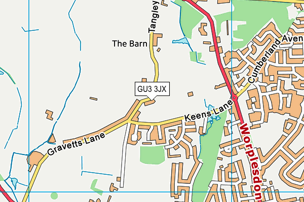 GU3 3JX map - OS VectorMap District (Ordnance Survey)