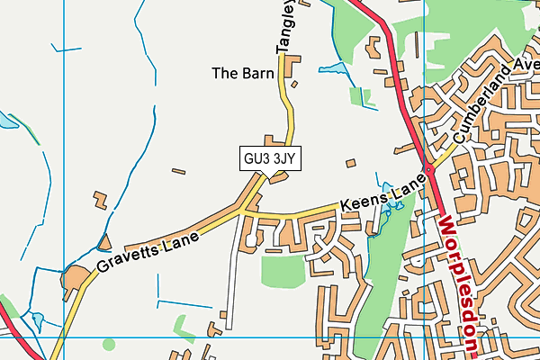 GU3 3JY map - OS VectorMap District (Ordnance Survey)
