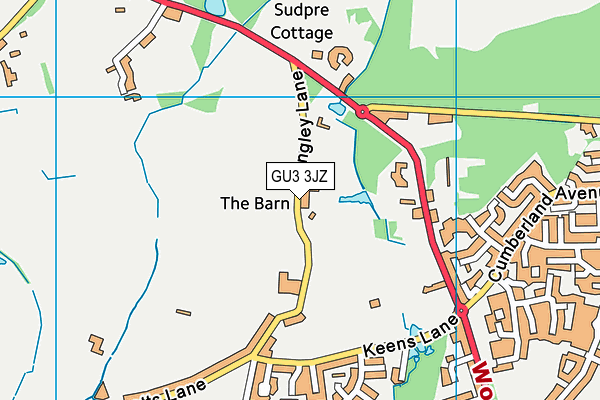 GU3 3JZ map - OS VectorMap District (Ordnance Survey)