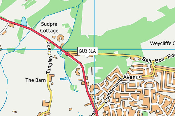 GU3 3LA map - OS VectorMap District (Ordnance Survey)