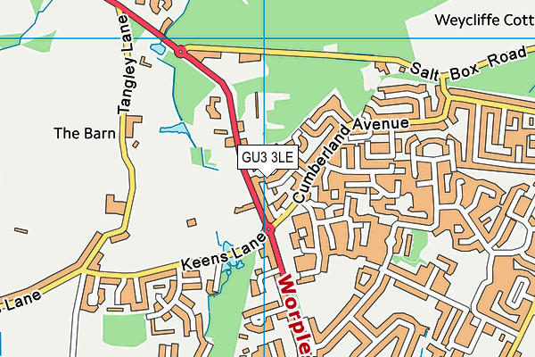 GU3 3LE map - OS VectorMap District (Ordnance Survey)