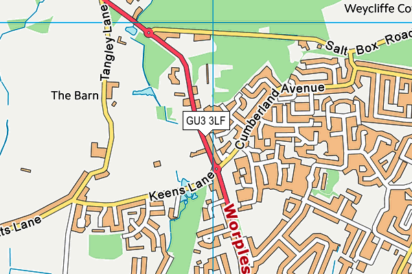 GU3 3LF map - OS VectorMap District (Ordnance Survey)