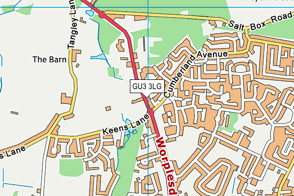 GU3 3LG map - OS VectorMap District (Ordnance Survey)